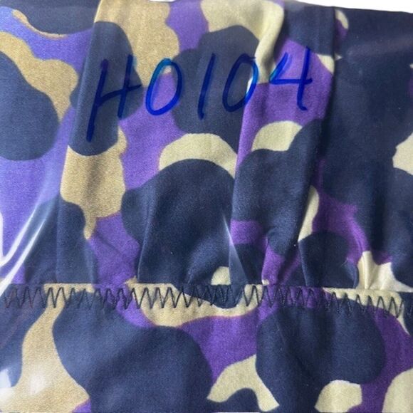 Nanette Lepore Multi color Print Skirt Navy Cream Purple Blue Ruched Size 6 - Picture 9 of 9